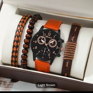 Men's brand new brown watch set the band is a little brighter than the original